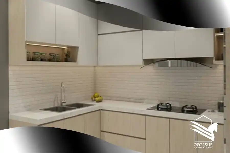 شكل مطبخ hpl ابيض اللون