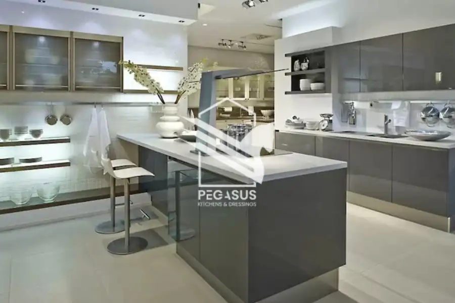 مطبخ الاكريليك رمادى