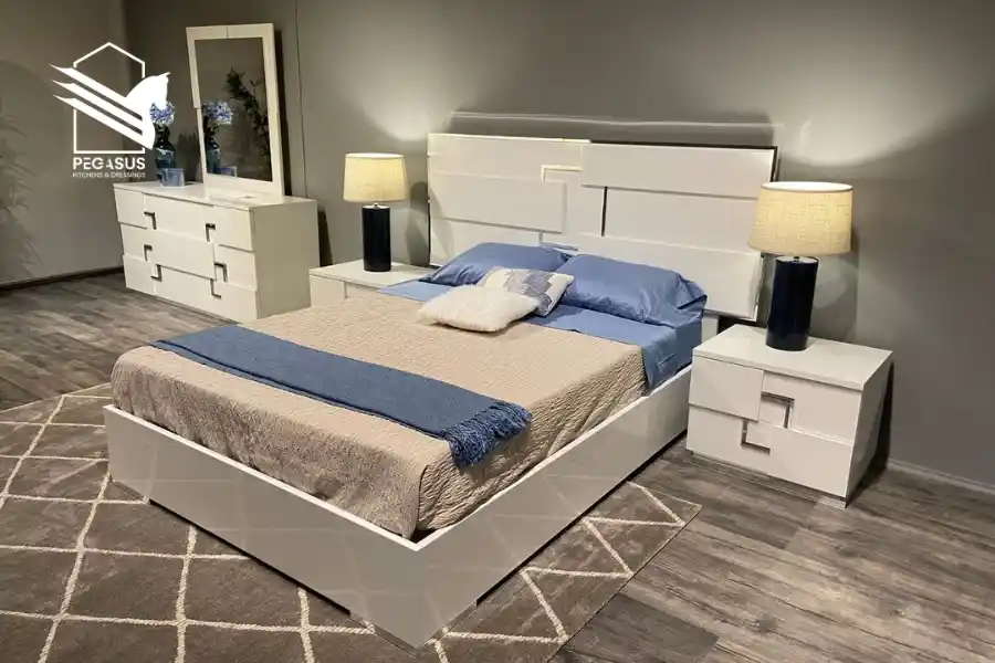 غرف النوم hpl الأبيض المطفي أو اللامع