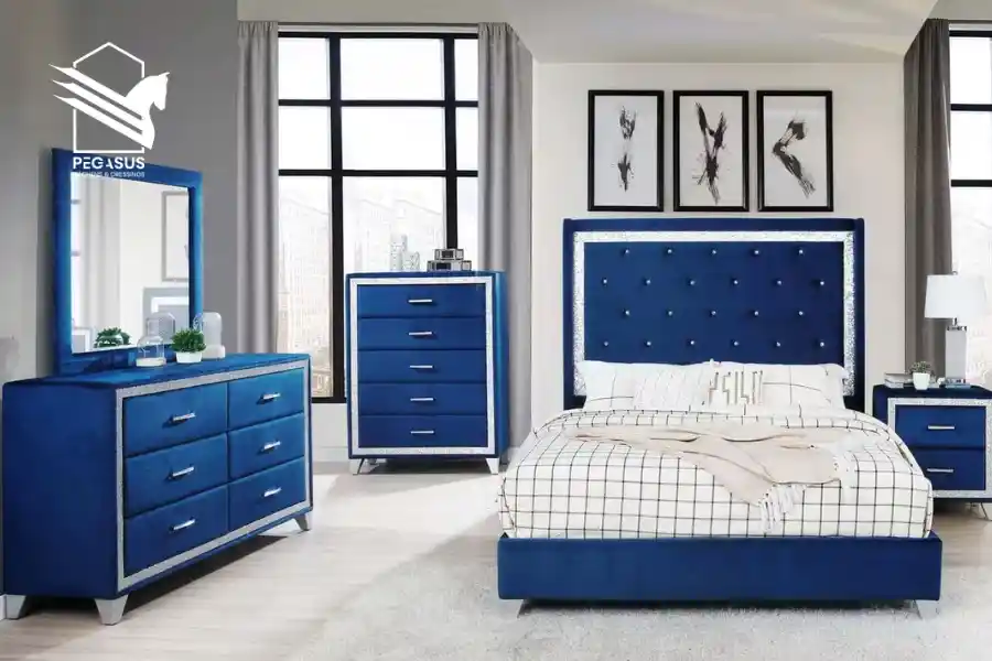 غرف النوم hpl الأزرق الداكن