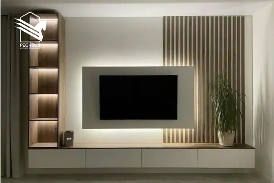 مكتبة بإضاءة جانبية مدمجة