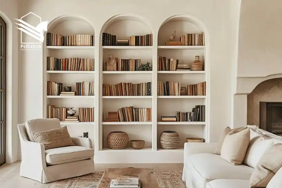 مكتبة بجدران مدمجة داخل الحائط