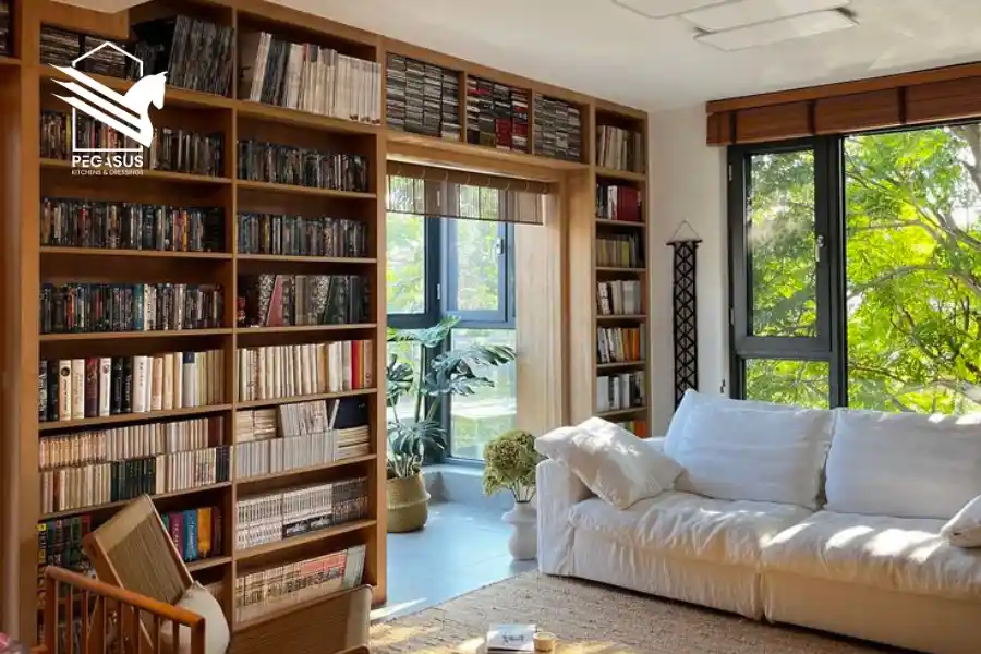 مكتبة كلاسيك بلمسة ريفية