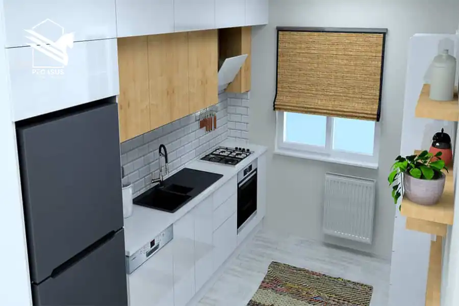 مطبخ اكريليك مساحات صغيرة