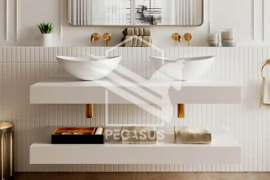 وحدة حوض مع رفوف مفتوحة